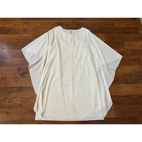 Halston Heritage Women’s Flowy Asymmetric Drape Dress Ivory Sz 12 NWT Chic - Picture 5 of 10